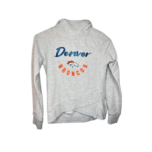 NFL Apparel Denver Broncos Girls Hoodie Sz 14 Large Gray Lightweight - Picture 1 of 6
